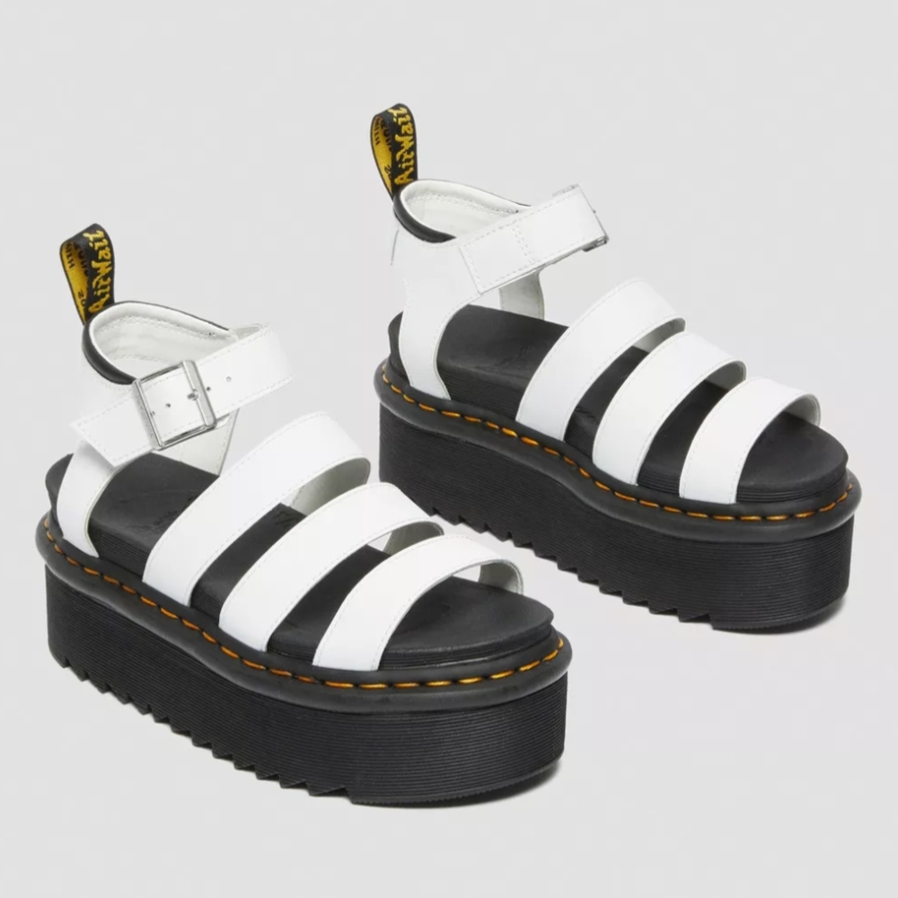 Dr Martens Blaire Hydro Leather Platform Strap Sandals White